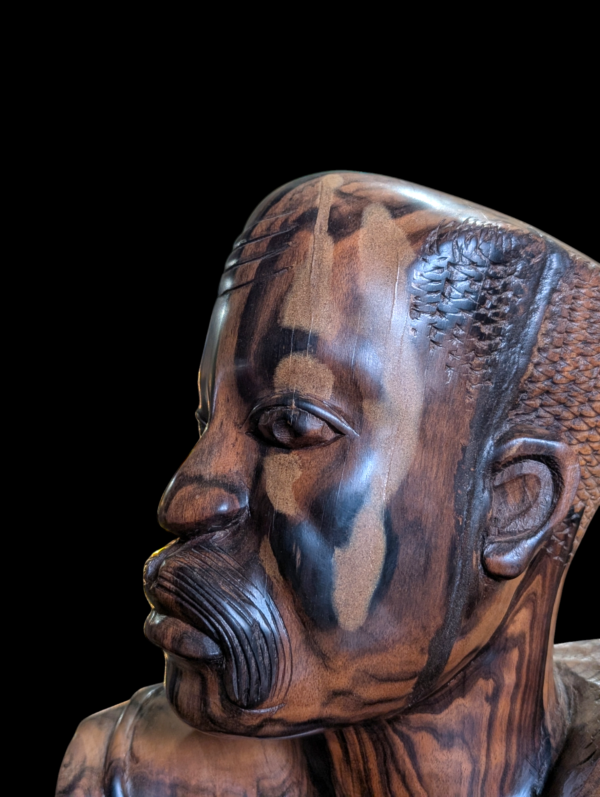 Large Carved African Wood Bust - Image 7