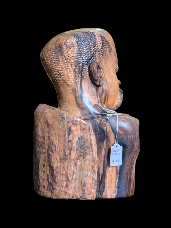 Large Carved African Wood Bust - Image 6