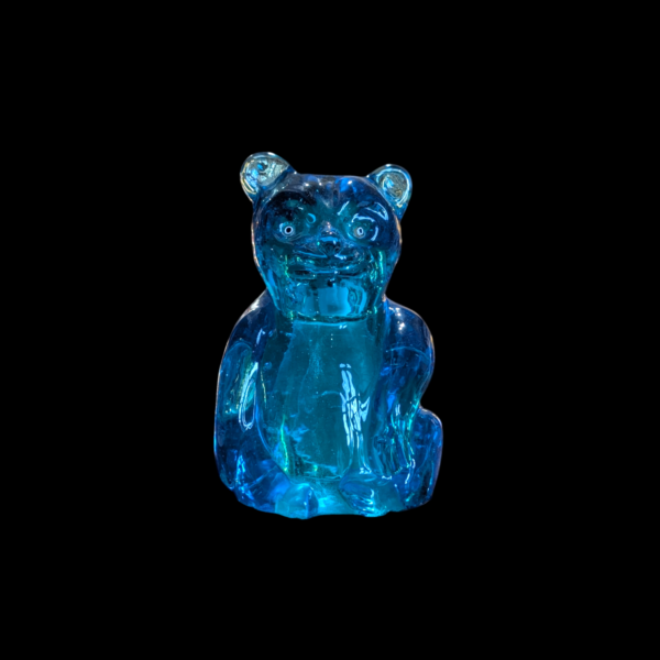 Blue Glass Teddy Paperweight