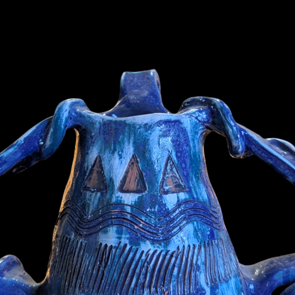 Large Blue Glazed Terracotta Pottery Vase - Image 3