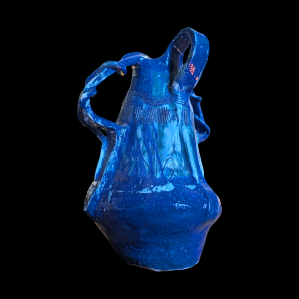 Large Blue Glazed Terracotta Pottery Vase - Image 4