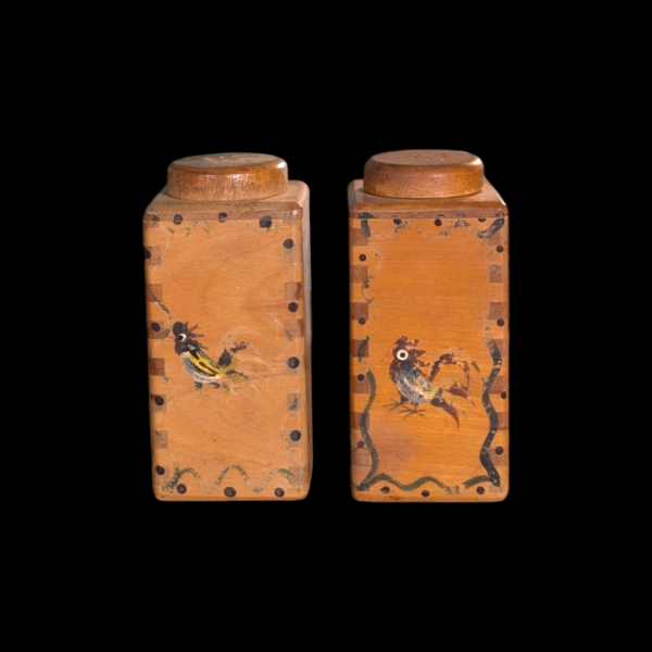 Pair Of Folk Art Hand Painted Salt & Pepper Shakers - Image 2