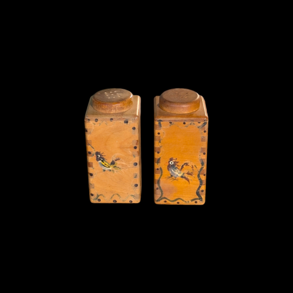 Pair Of Folk Art Hand Painted Salt & Pepper Shakers