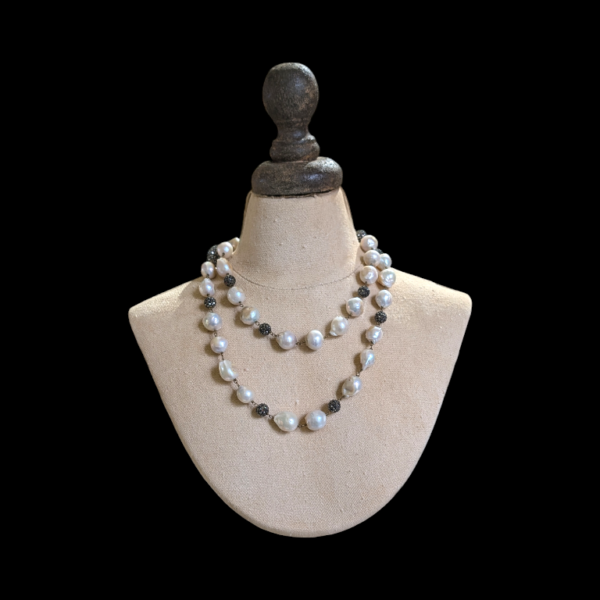 Fabulous Baroque Pearl & Marcasite Necklace