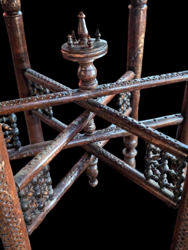 Early 20th Century Persian Brass Tray On Inlaid Folding Stand - Image 3