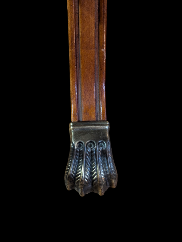 Marquetry Mahogany Drum Table On Lion Paw Feet - Image 3