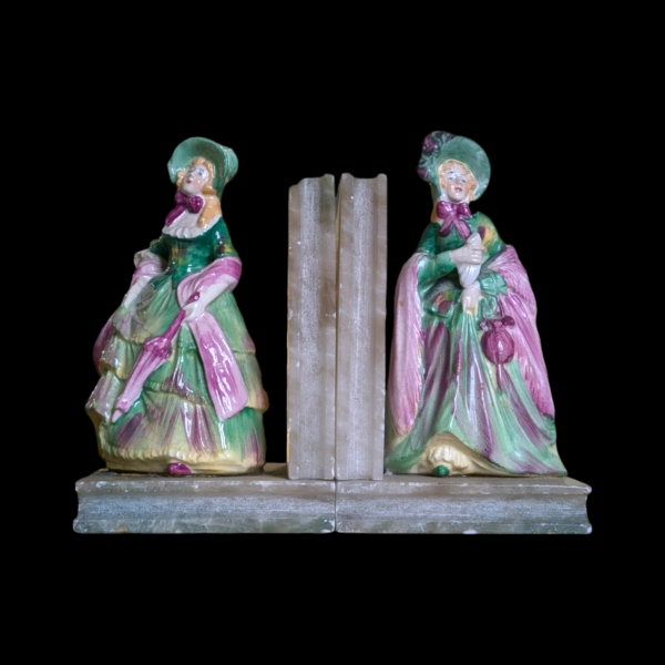 Vintage Crinoline Ladies Marble Bookends