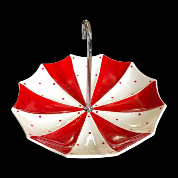 Vintage Red & White Midwinter Umbrella Cake Stand