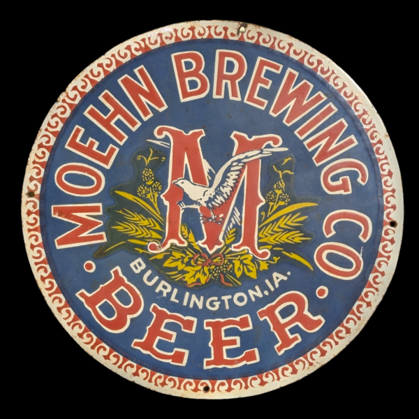 Moehn Brewing Co Vintage Enamelled Cast Iron Advertising Sign