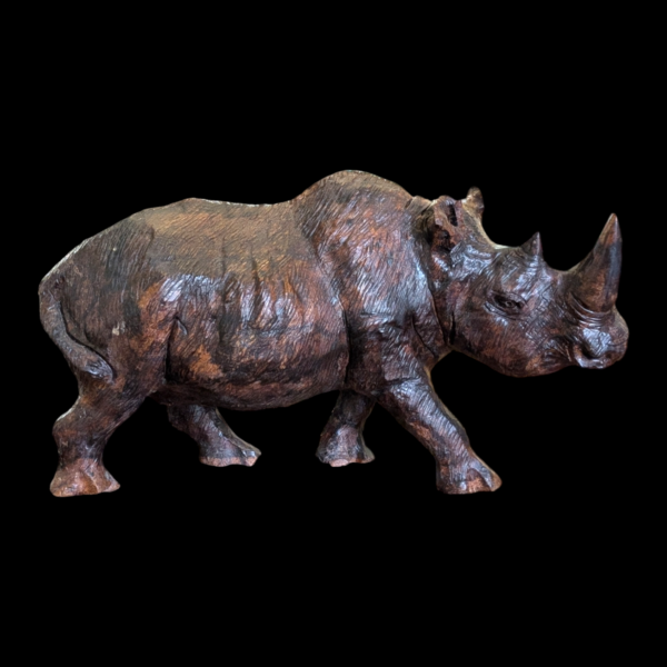 Heavily Carved Wooden Rhino