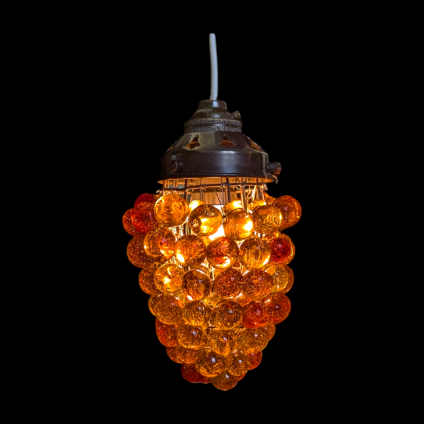 1940's Murano Amber Glass Grape Pendant Light