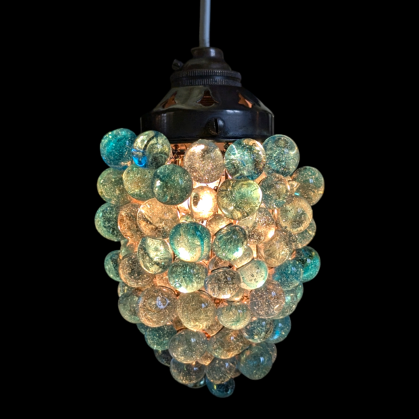 1940's Murano Glass Blue Grape Pendant Light