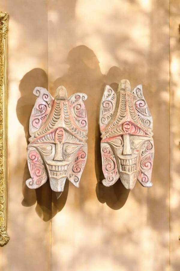 Pair Of South American Carved Wall Masks - Image 2