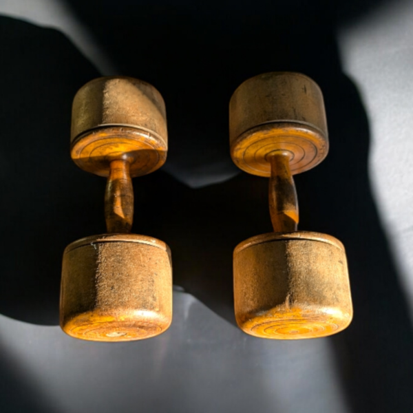 Antique Wooden Dumbbell Weights - Image 3