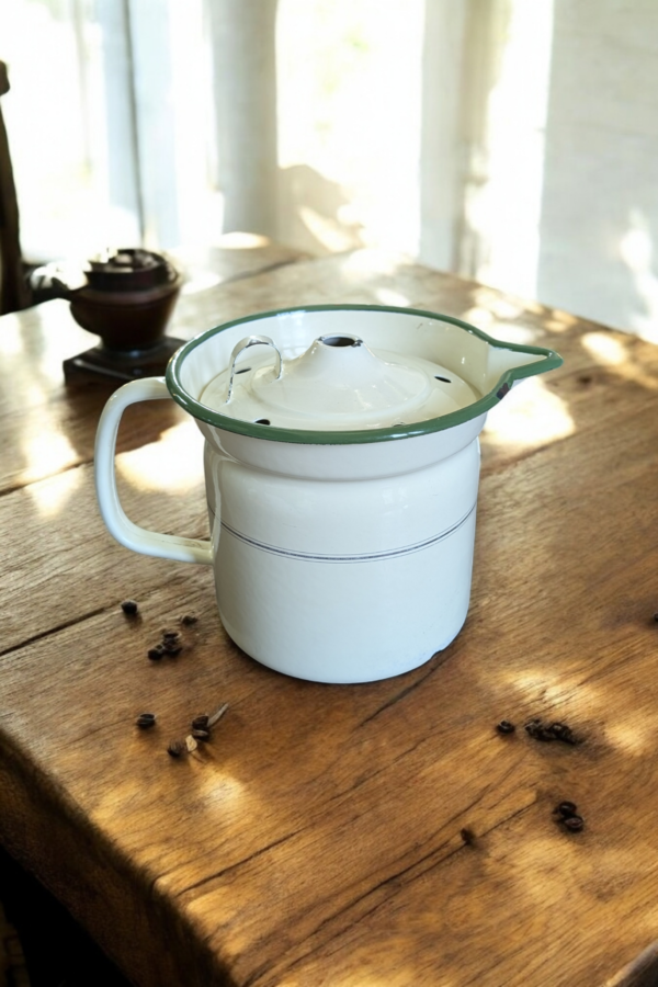 Vintage Green Enamelled Milk Warmer - Image 2