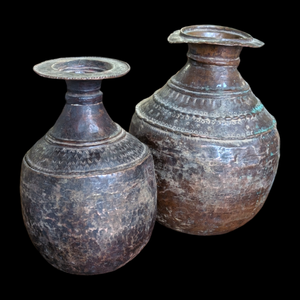 Pair Of Indian Beaten Copper Water carriers