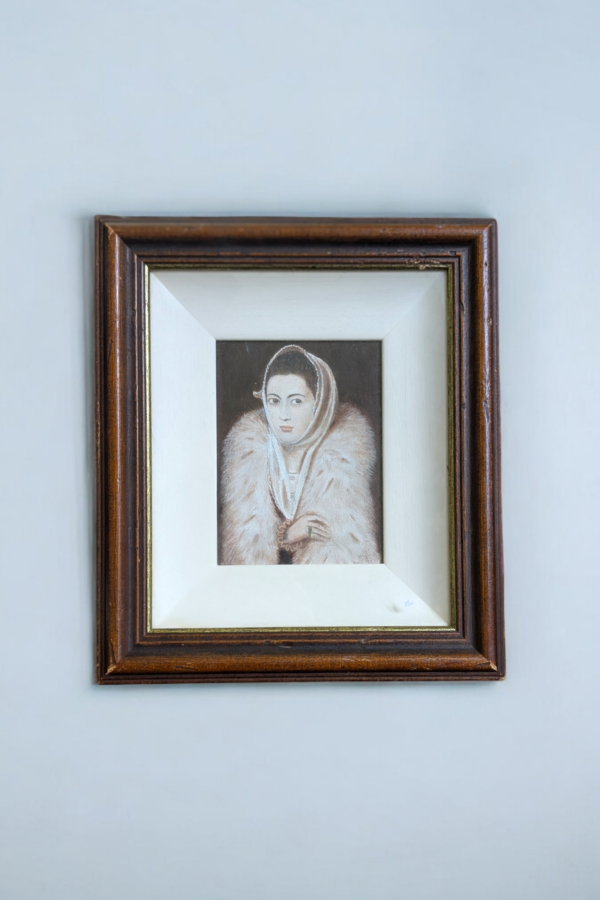 Framed Pastel Drawing Of A Woman In A Fur Cape - Image 2