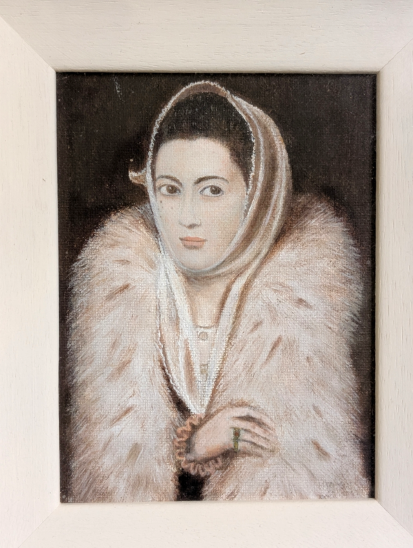 Framed Pastel Drawing Of A Woman In A Fur Cape - Image 3