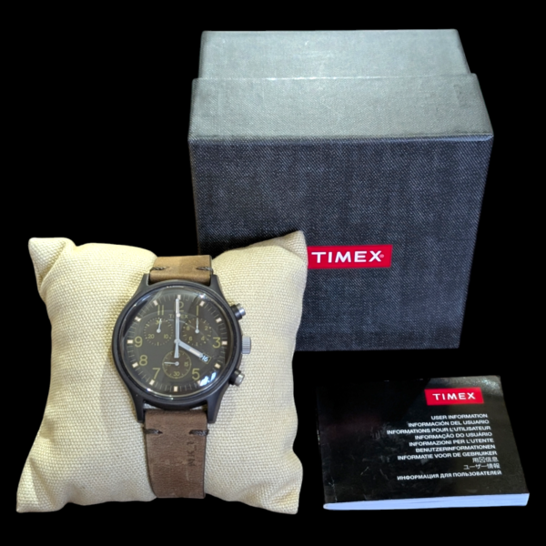 New Timex MK1 Chronograph Wristwatch With Khaki Strap - Image 2