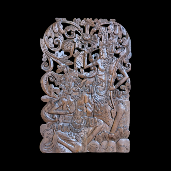 Heavily Carved Wood Balinese Plaque