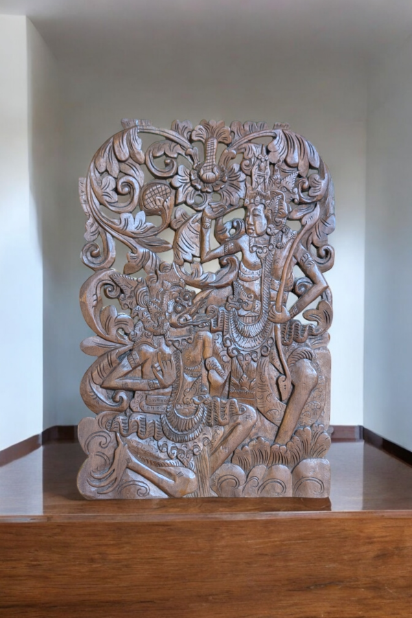 Heavily Carved Wood Balinese Plaque - Image 2