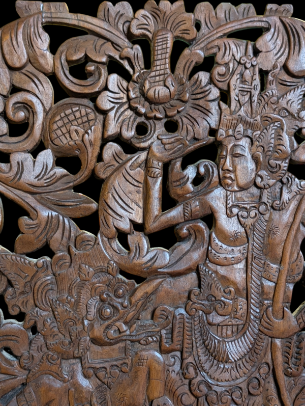 Heavily Carved Wood Balinese Plaque - Image 3