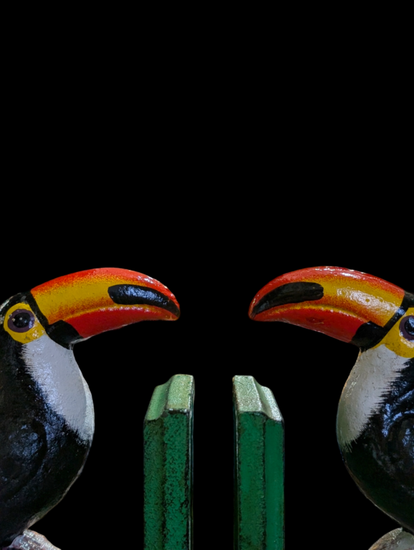 Pair Of Cast Iron Colourful Painted Toucan Bookends - Image 2