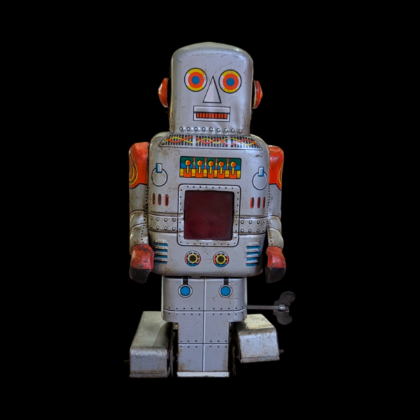 1950's/60's Japanese Tin Plate Clockwork Robot - Working