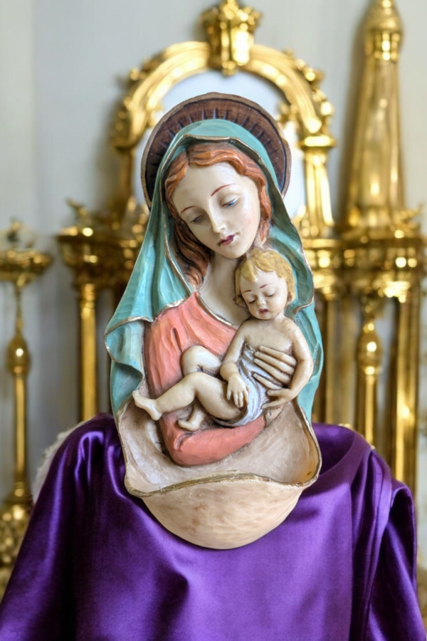 Hand Painted Italian Madonna & Child Wall Plaque - Image 2