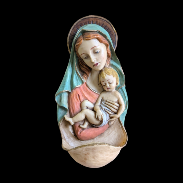 Hand Painted Italian Madonna & Child Wall Plaque