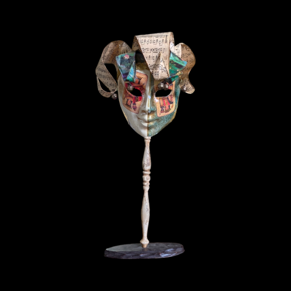 Italian Venetian Papier Mache Mask On Stand