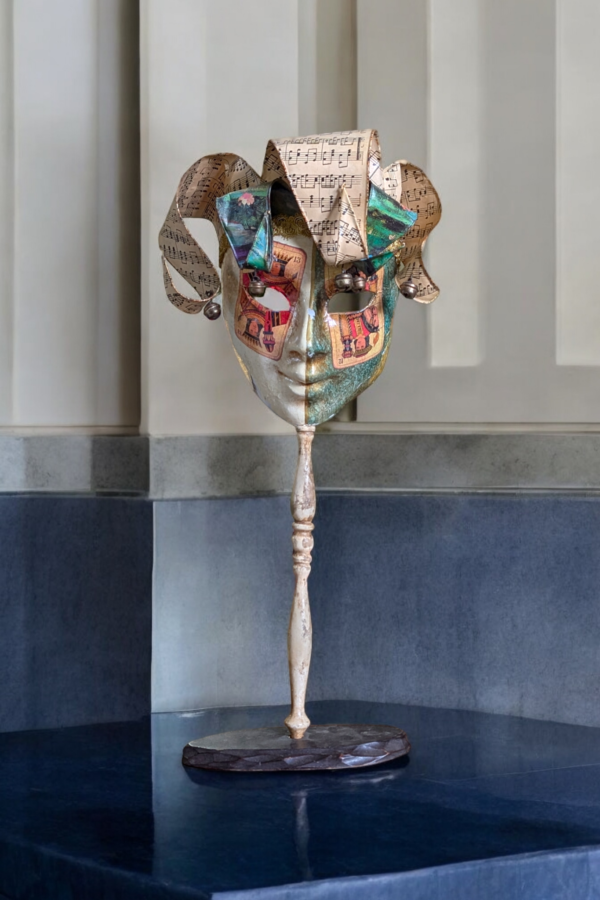 Italian Venetian Papier Mache Mask On Stand - Image 4