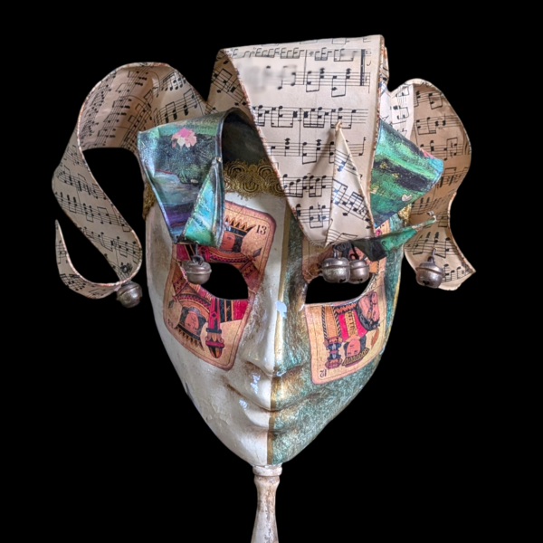 Italian Venetian Papier Mache Mask On Stand - Image 2