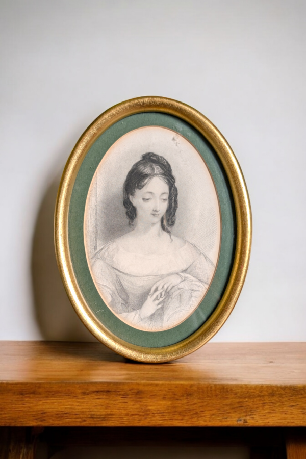 Victorian Gilt Framed Pencil Portrait - Image 2