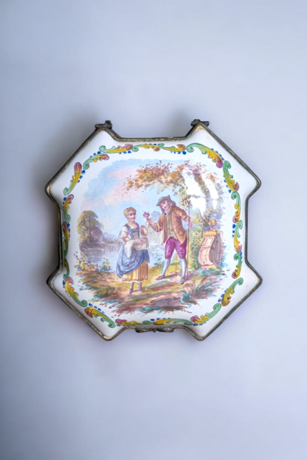 Antique Enamelled Lille Box - Image 2