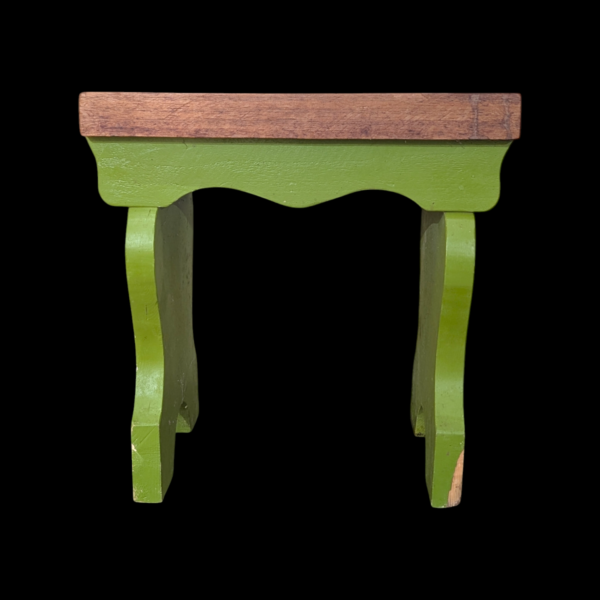 Farmhouse Green Painted Pine Cracket Stool - Image 3