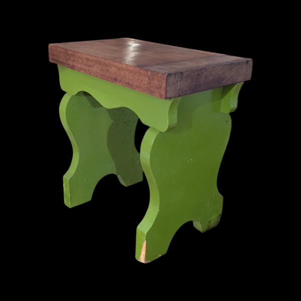 Farmhouse Green Painted Pine Cracket Stool - Image 2