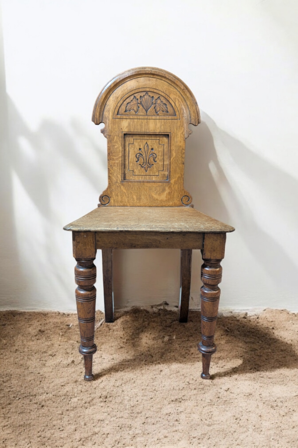 Aesthetic Movement Solid Oak Hall Chair - Image 6