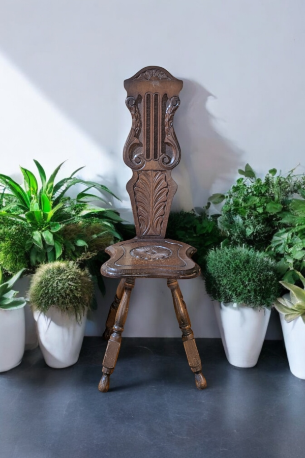 Edwardian Oak Spinning Chair - Image 4