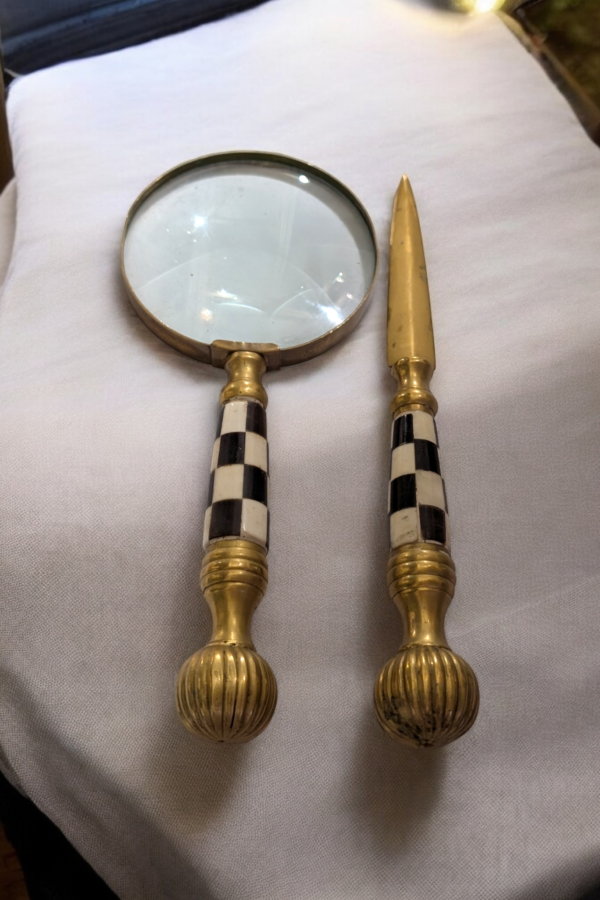 Brass Ebony & Bone Magnifying Glass And Letter Opener - Image 2