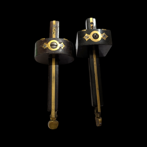 Pair Of Vintage Ebony & Brass Mortise Gauges