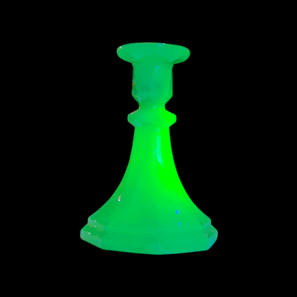 1930's Art Deco Uranium Glass Candlestick