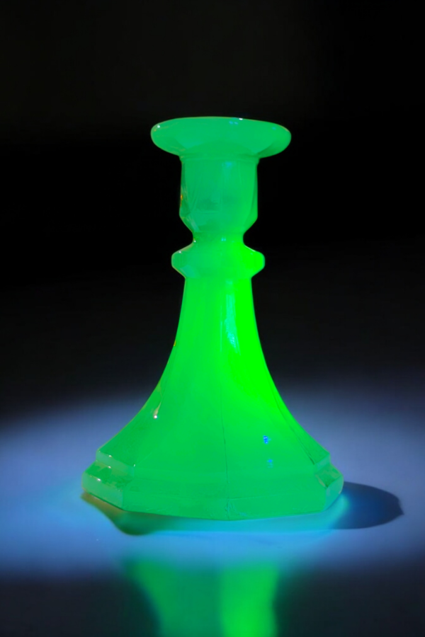 1930's Art Deco Uranium Glass Candlestick - Image 2