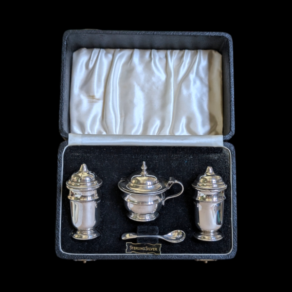 1930's Solid Silver Cruet Set In Original Fitted Case - Image 4