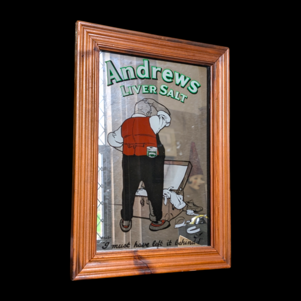 Pine Framed Andrews Liver Salt Advertising Mirror