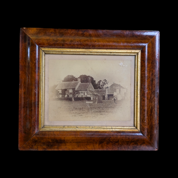 Antique Walnut Framed Photograph Depicting Cottage Scene