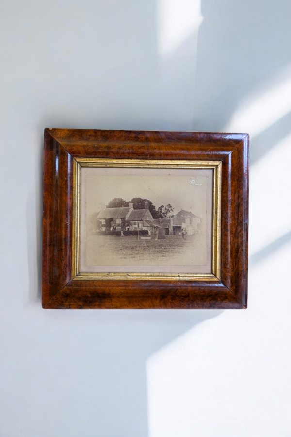 Antique Walnut Framed Photograph Depicting Cottage Scene - Image 2