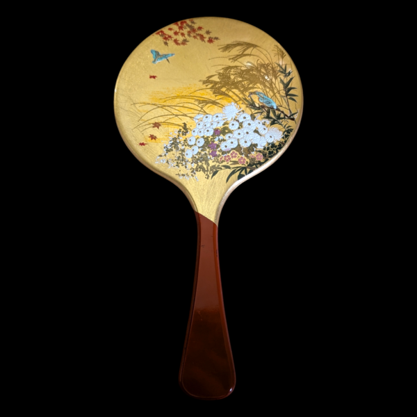 Oriental Hand Painted Lacquered Hand Mirror