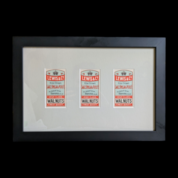 Framed Lewis & Co Advertising Labels