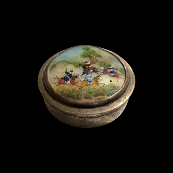 Hand Painted Mother Of Pearl Cavalry Scene Trinket Box - Image 2